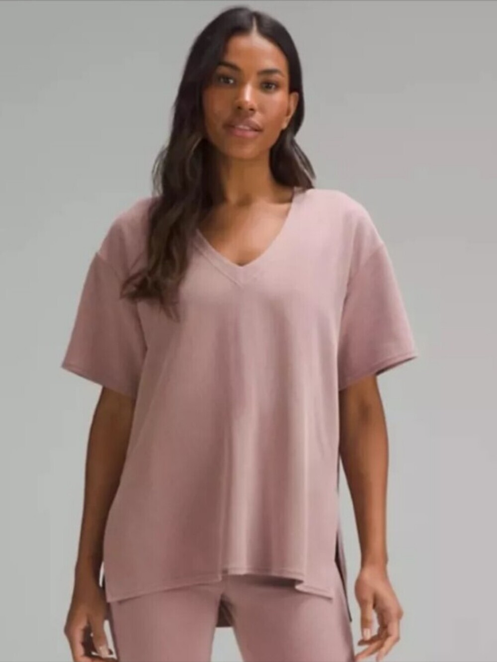 Lululemon Ribbed Softstreme Relaxed-Fit T-Shirt. Twilight Rose. Size 12.